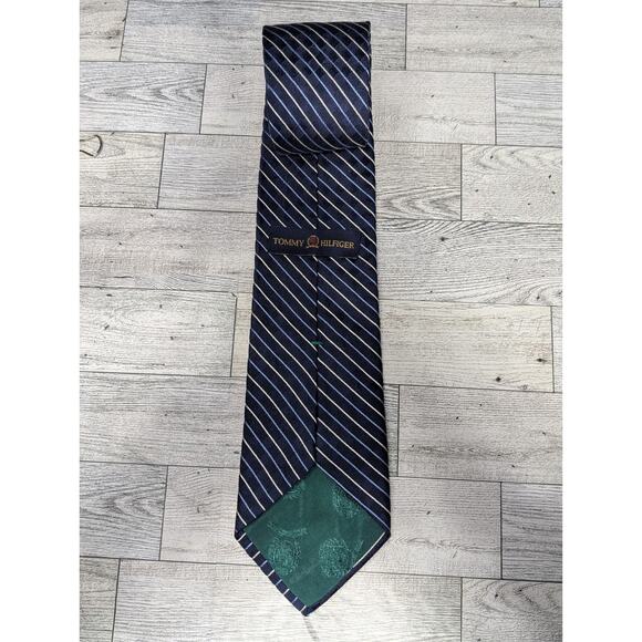 Tommy Hilfiger Mens Tie Navy Blue And Light Blue Stripes 3.75 X 60 - Picture 4 of 4